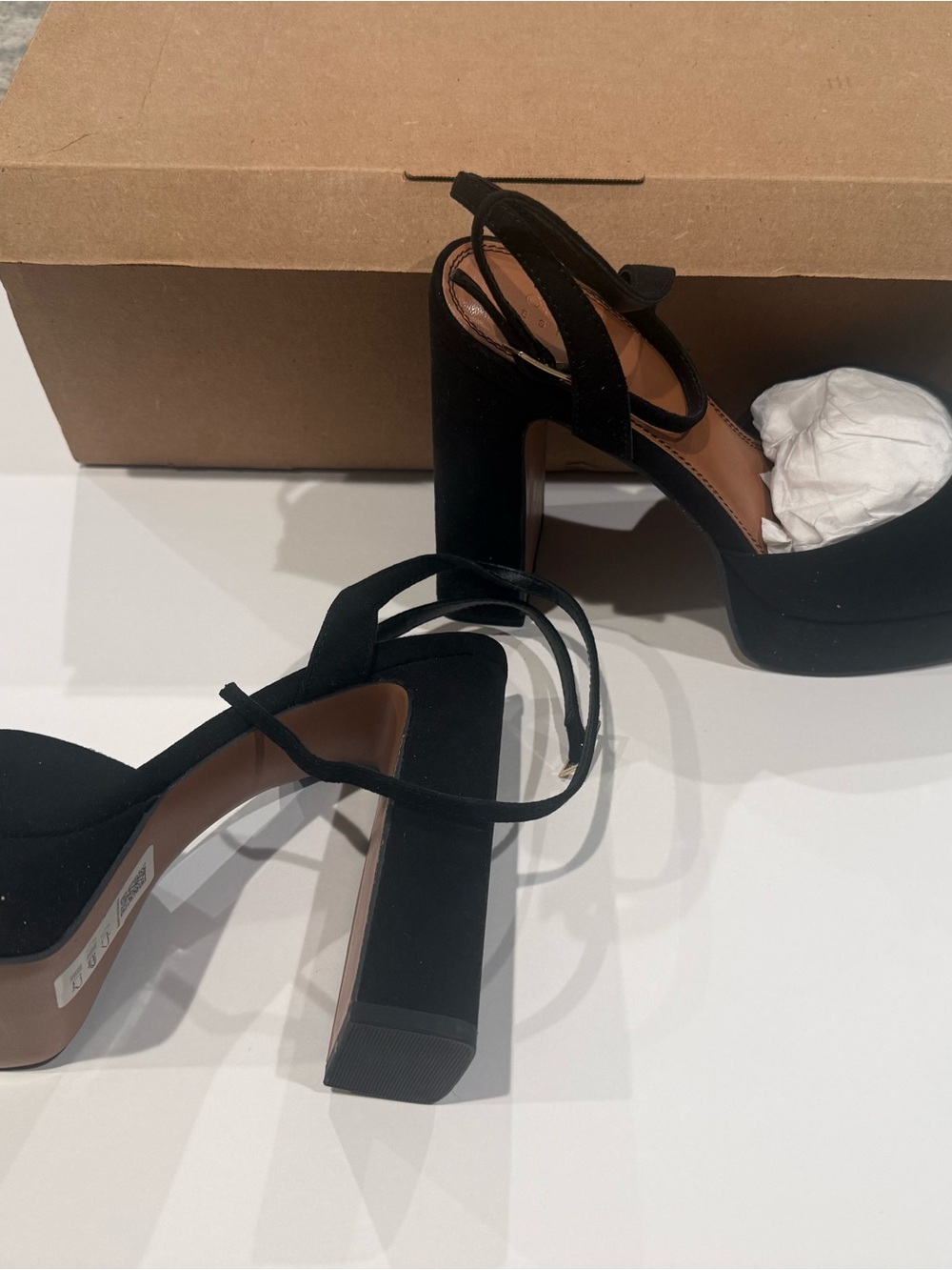 ASOS Black Suede Platform Block Heel Sandals